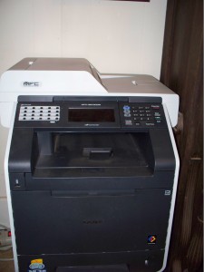 A multifunction printer/fax/scanner.