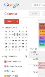 A screenshot of google calendar.