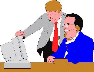 Two users calling a helpdesk.